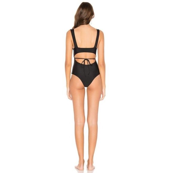 Lovers + Friends Sade One Piece Tie-Back Black Swimsuit Women's Large - Picture 5 of 10